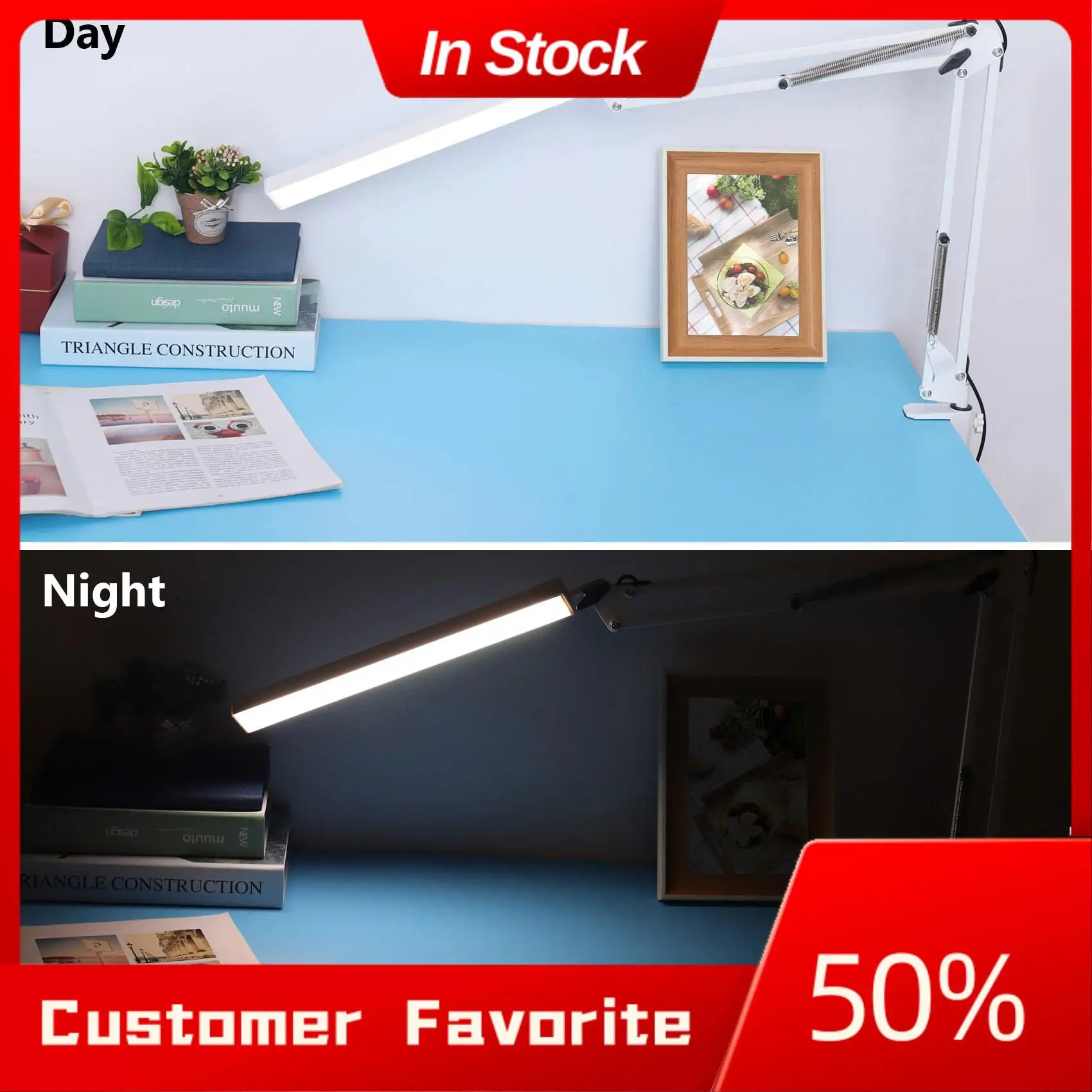 AT03 Top LED Desk Lamp With Clamp, 10W Swing Arm Desk Lamp, 3 Lighting Modes, Adjustable Table Lamp For Study, Drawing,Office