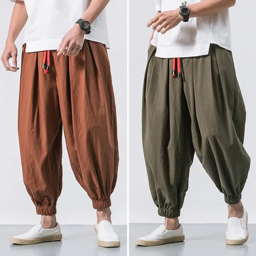 New Oversize Men Loose Harem Pants Autumn Chinese Linen Overweight Sweatpants High Quality Casual Brand Trousers Male