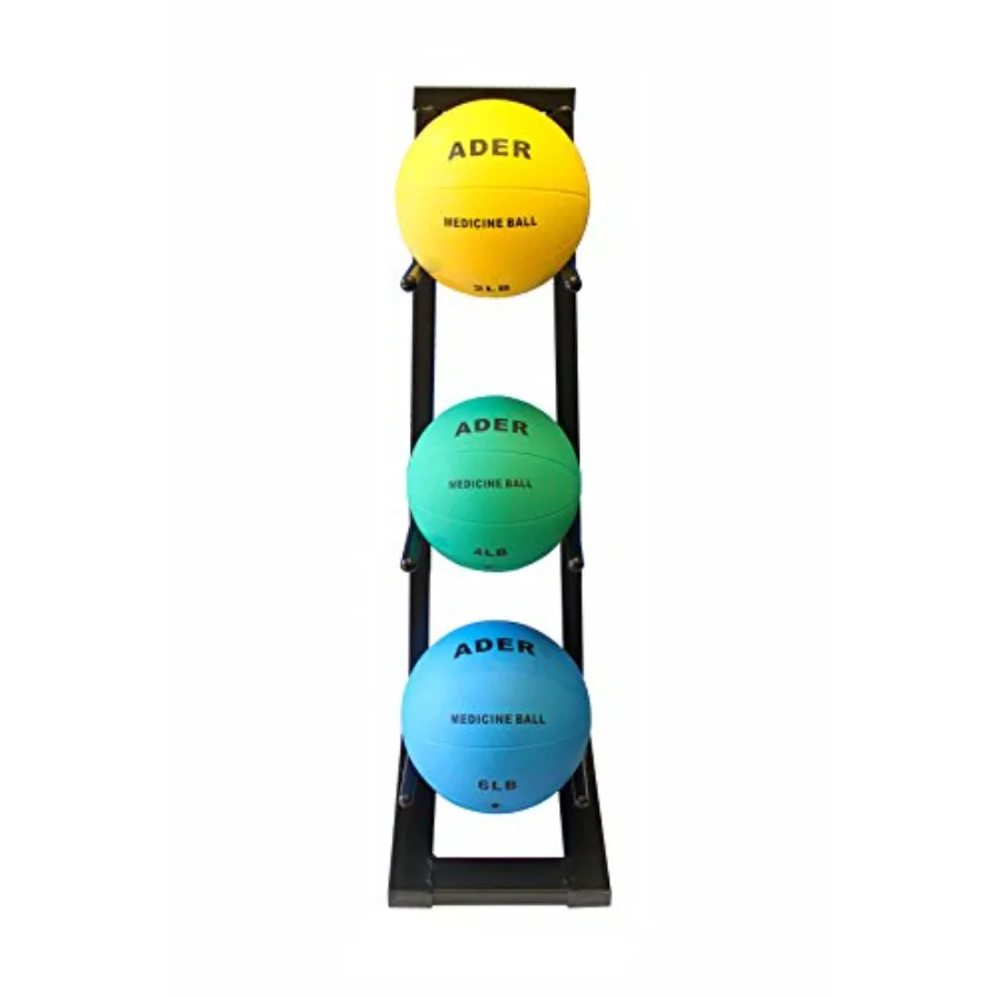 Ader Medicine Ball Set w/Rack Fitness Training Equipment Steel Weight Red Durable Design