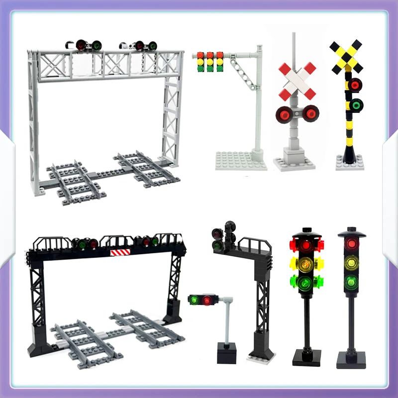 

MOC городской поезд, строительные блоки, детали, транспортная рейка, сигнальная лампа в сборе, детские игрушки, подарки на день рождения, совместимые с сделай сам