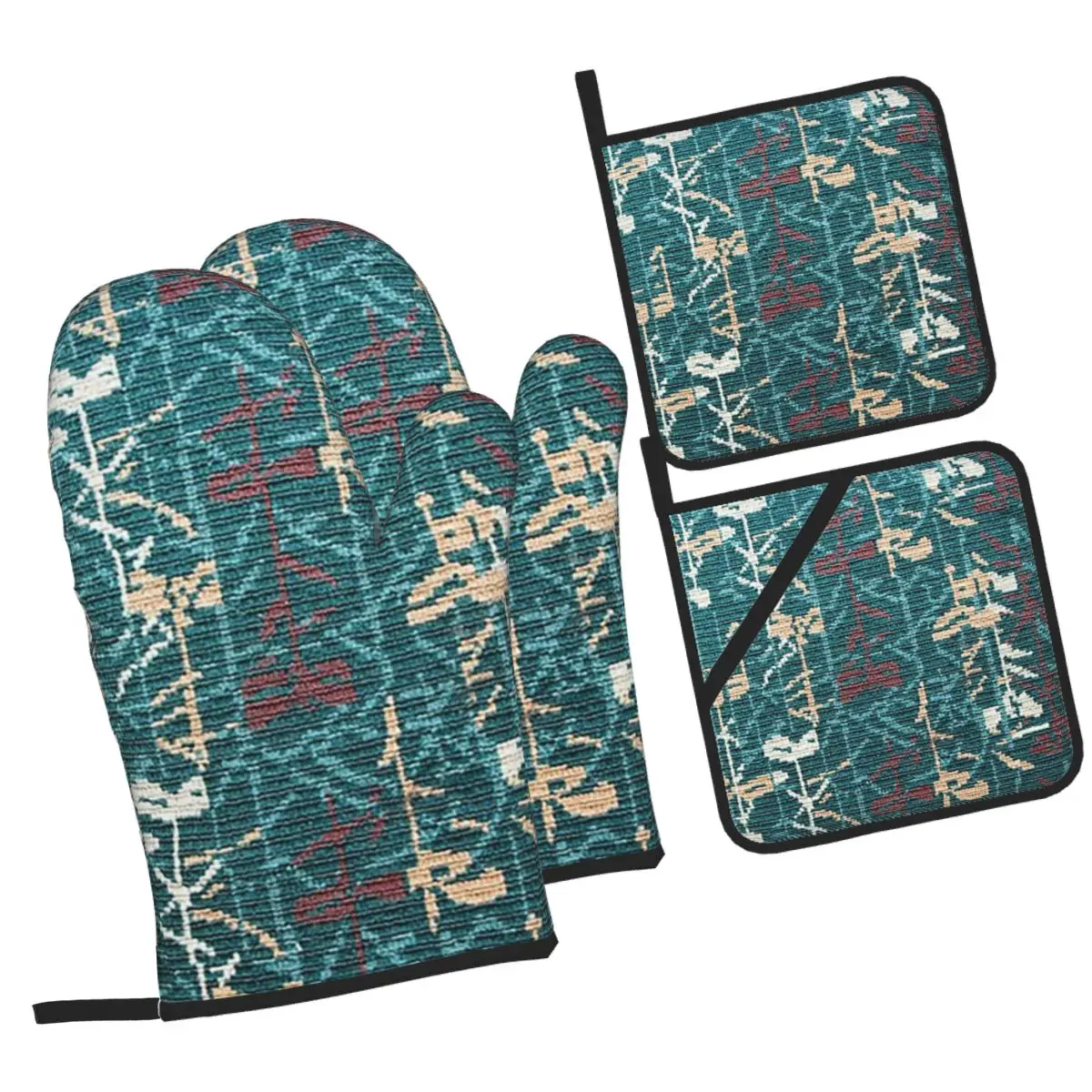 MCO Orlando International Airport Carpet Oven Mitts and Pot Holder Sets of 4 for Baking Cooking BBQ Resistant Non-Slip Gloves