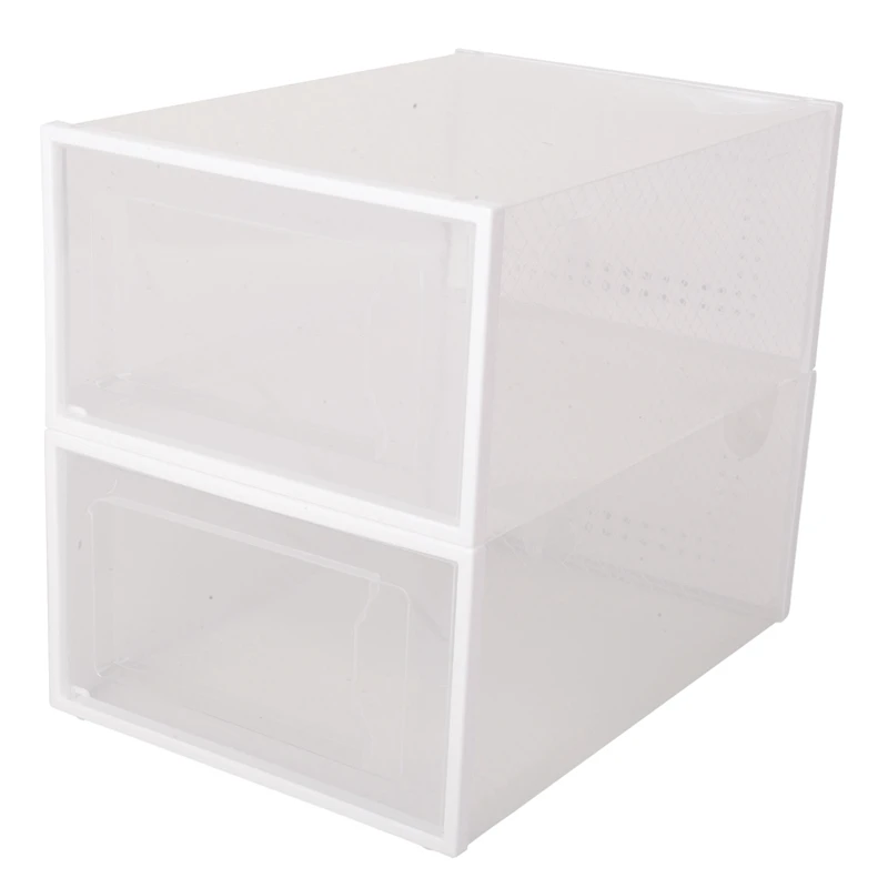 Transparent Shoe Box Storage Box Drawer-Type Plastic Shoe Rack Transparent Shoe Cabinet Online Celebrity Shoe White-AT35