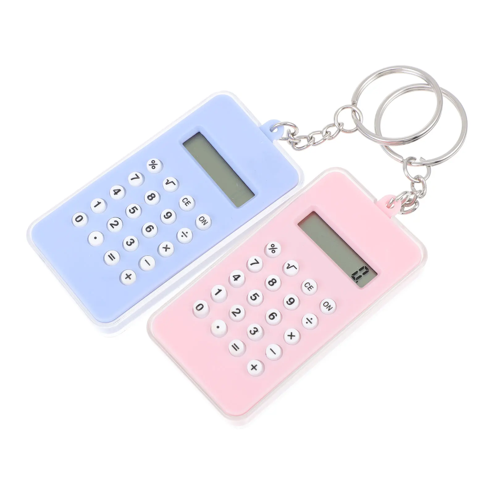 2pcs Calculator Pendant Acrylic Keychain Creative Hanging Decor Practical Calculator Office Use Toy Gift