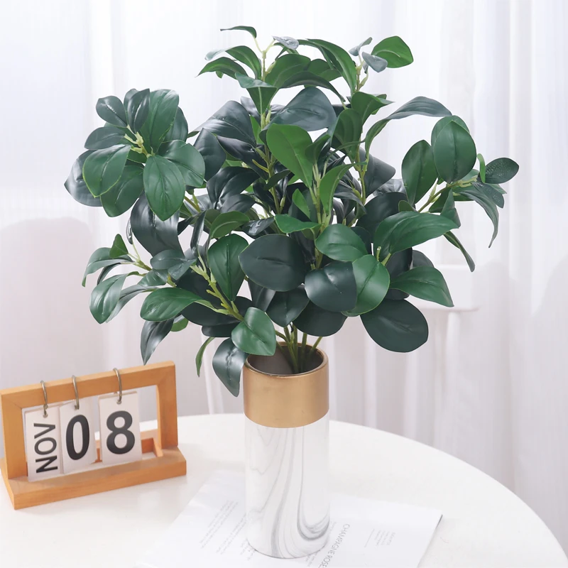 Artificial Plants Real Touch Green Ficus Tree Branches Leaves Faux Foliage Wedding Table Home Christmas Decoration Accessories