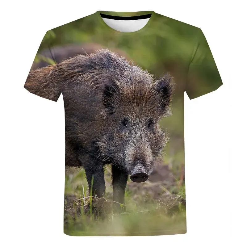 Funny Wild Boar T-Shirts Animal Pig 3D Print Streetwear Men Women Fashion Oversized Short Sleeve T Shirt Kids Tees Tops Clothing