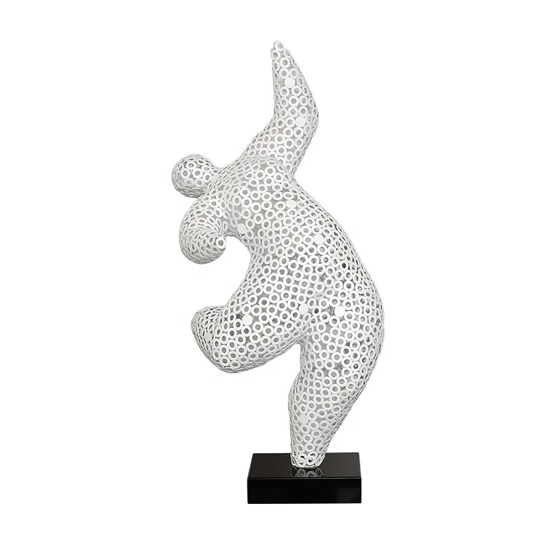 Factory Direct Sale Hotel Project Art White Happy Female Figure Stainless Steel Sculpture