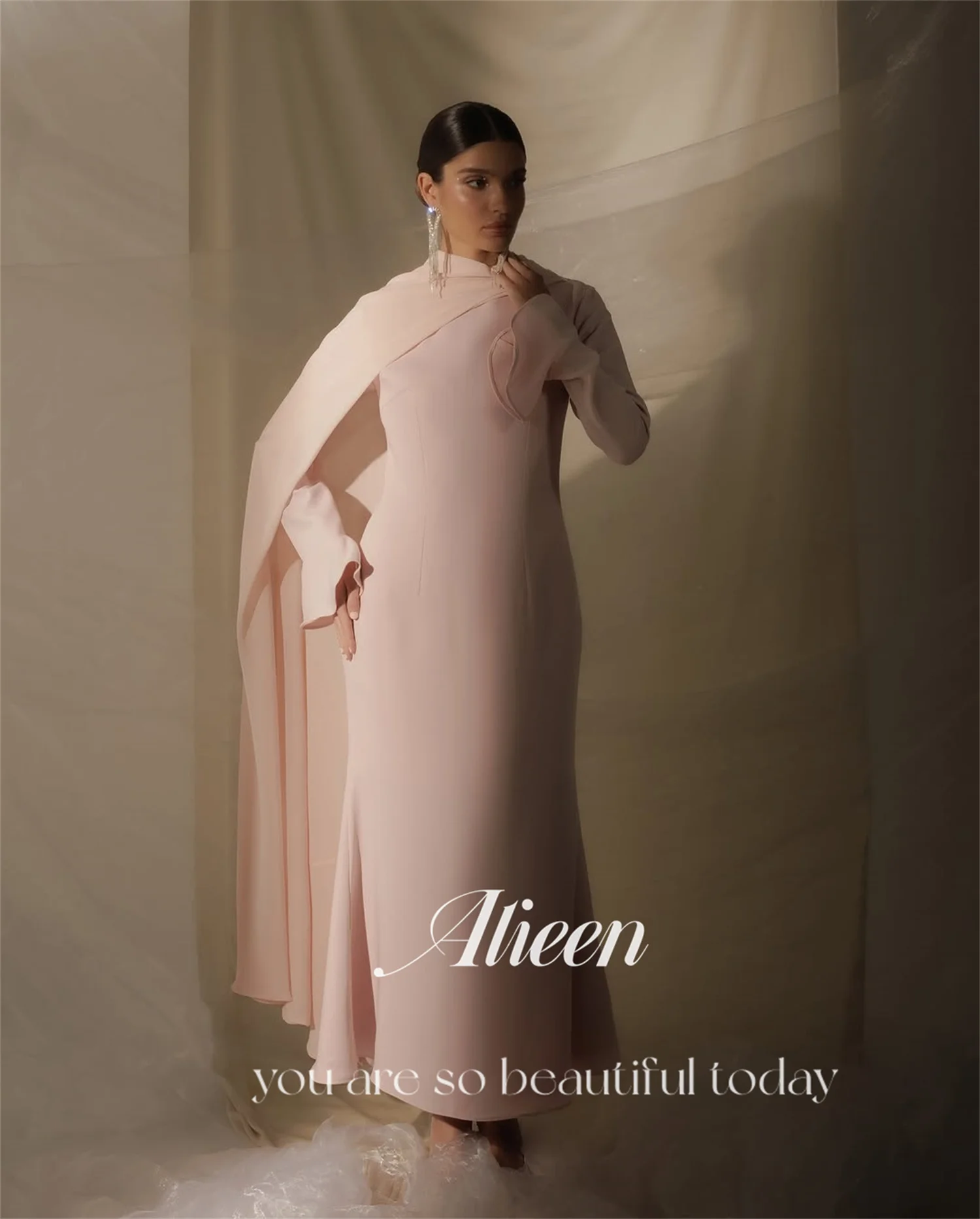 Aileen فساتين سهرة Women Evening Dresses for Special Occasions Customized Vestidos De Festa Shawl Long Prom Dresses 2025 Brown