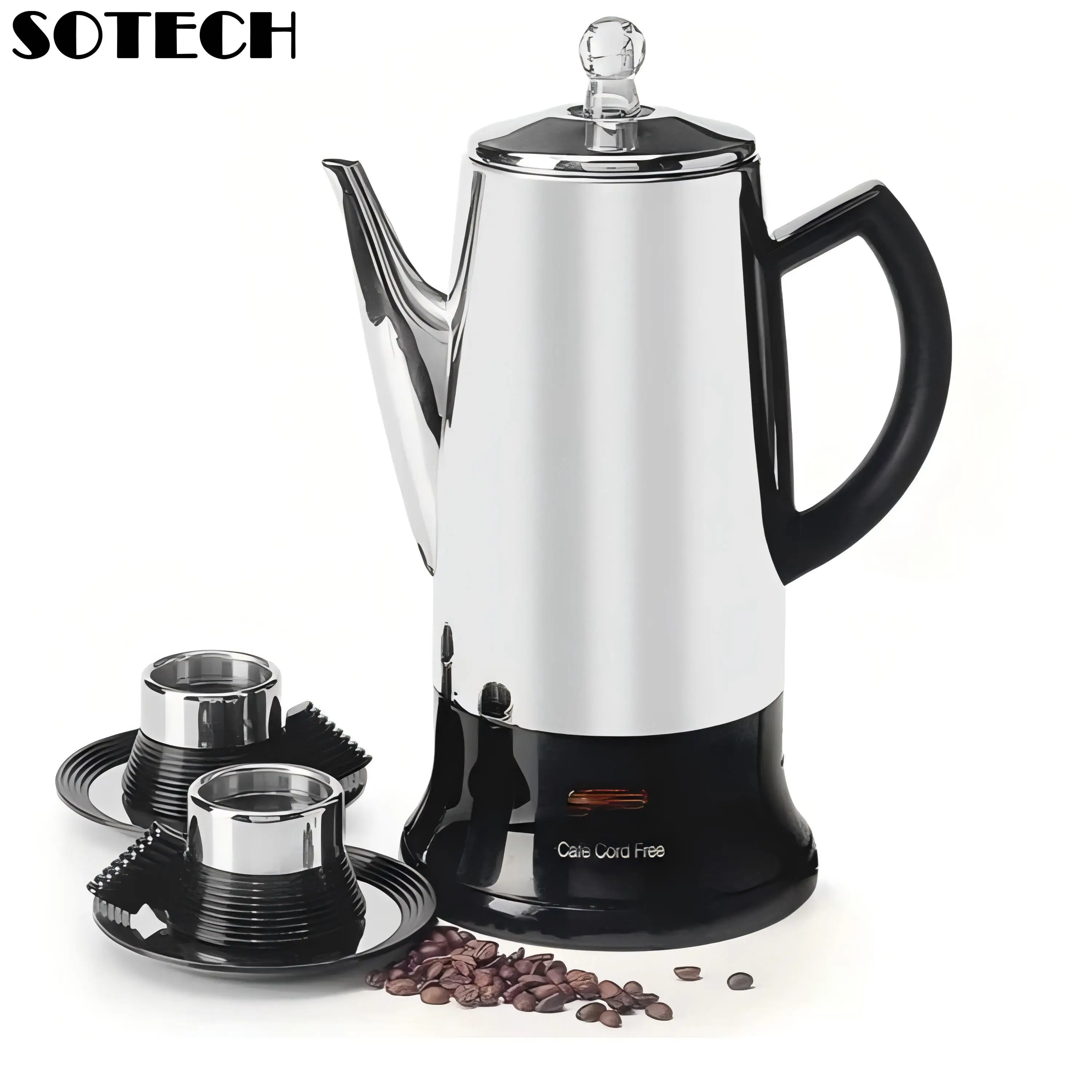 Electric Coffee Maker Pot, Stainless Steel Percolator, 110V, 220V Plug, 1.8L Large Capacity, Gift for Coffee Lovers, 12Cups