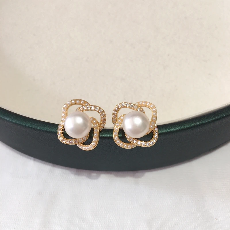 ZHBORUINI 2024 New 14K Gold Plated Natural Pearl Earrings 925 Silver Ear Needle Stud Earrings For Women Jewelry Gift Wholesale