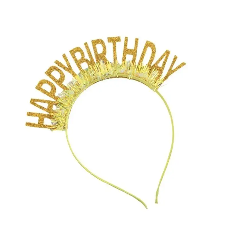 652F สุขสันต์วันเกิดมงกุฎ Hairhoop Carnivals Glitters แถบคาดศีรษะสำหรับงานเทศกาล