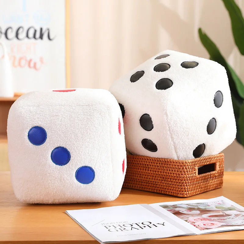Dés en peluche en forme de cube, oreiller doux, blanc, noir, coloré, soutien dorsal, jeu coule, cadeau, 8 cm, 25 cm, 35cm