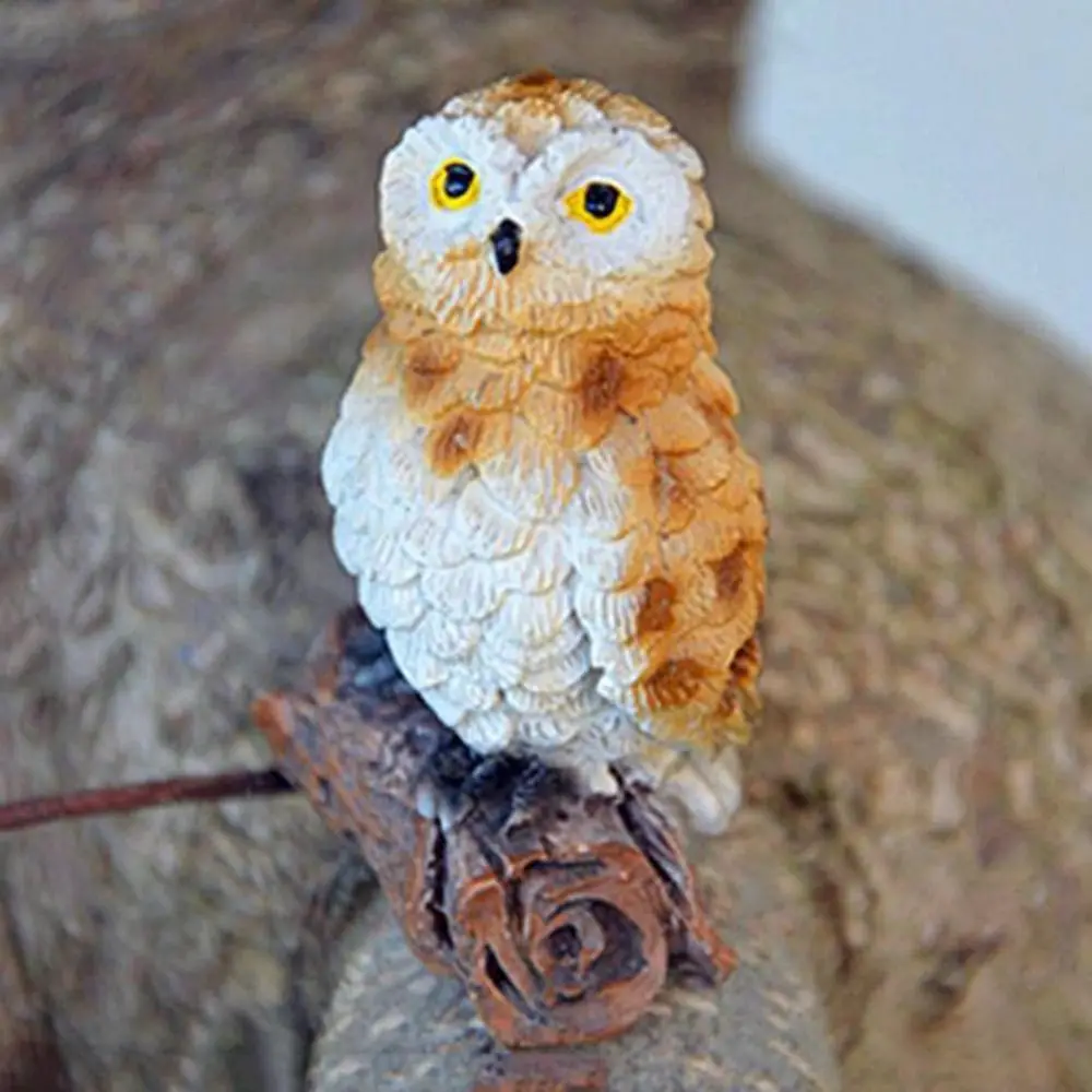 Mini Owl Owl Figurine Weatherproof Resin Miniatures Figurine Simulation Car Ornaments Imaginative Play