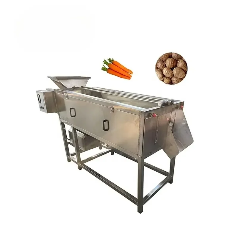 Industrial Continuous Motorized Fruit & Vegetable Washing Peeling Machine for Sweet Potato Taro Kiwi Carrot Yam Cleaning