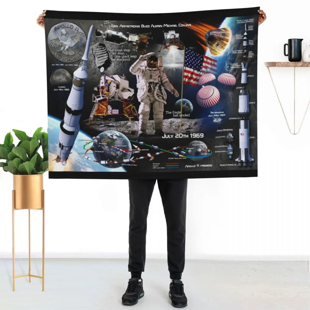 

Apollo 11 Throw Blanket Cozy Warm Blanket for Bed Room Decor