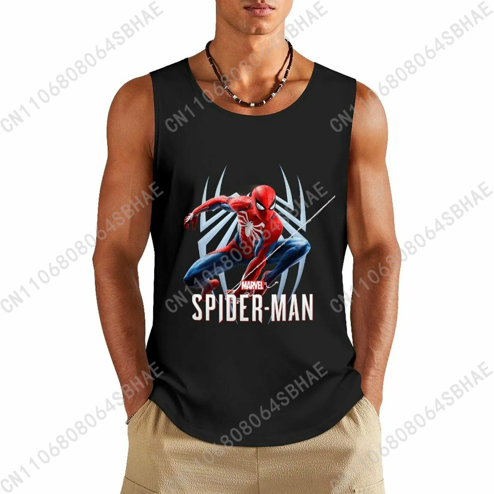 

Marvel Spider Man Custom Pattern Mens Cotton Tank Top Cotton Sleeveless Shirt Men Undershirt Personalized Gifts Cosplay