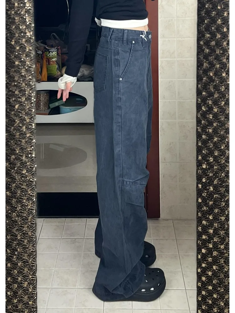 American Style Vintage Workwear Jeans Men Women Style Water Washed Straight Leg Casual Paratrooper Pants Autumn Season