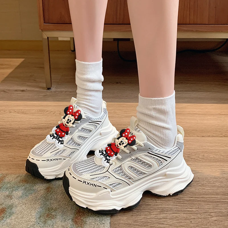 

Running Shoes Women's Spring Fall Disney New Mesh Breathable Heightening Casual Shoes Fashion Platform Mickey Mouse Sneakers