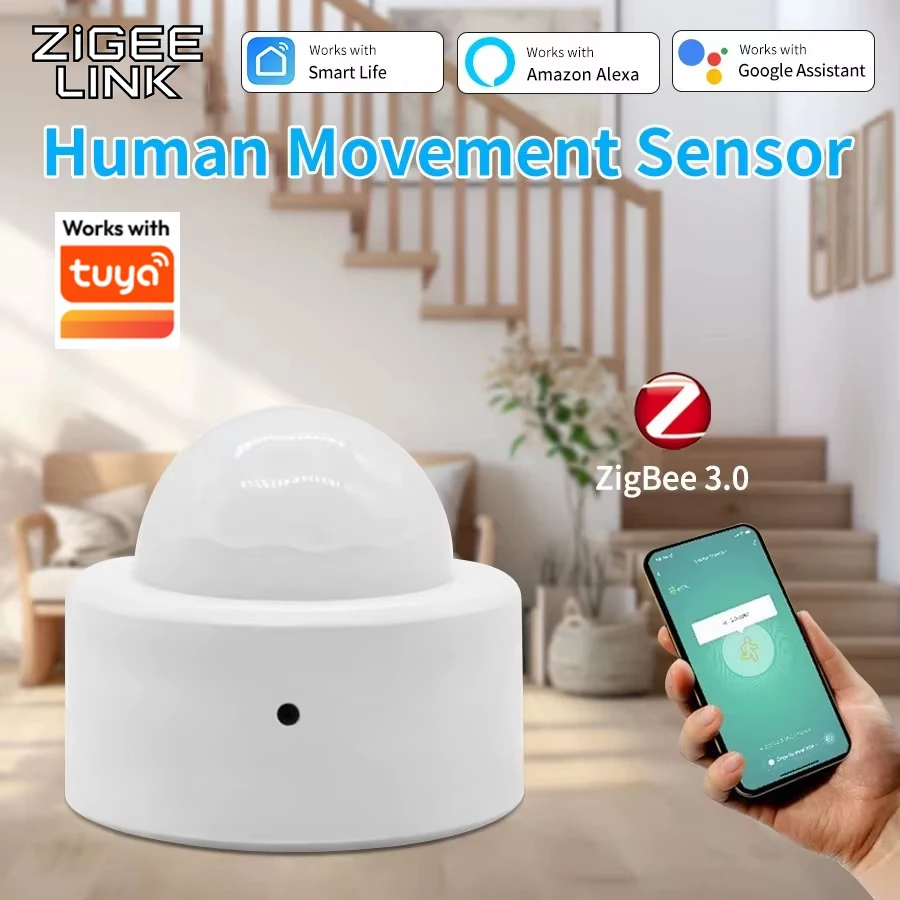 

Датчик движения Zigbee PIR, инфракрасный детектор, мини-сенсор для обнаружения человека, дистанционное управление, сигнализация, совместимость с Tuya, Alexa, приложением Smart Life