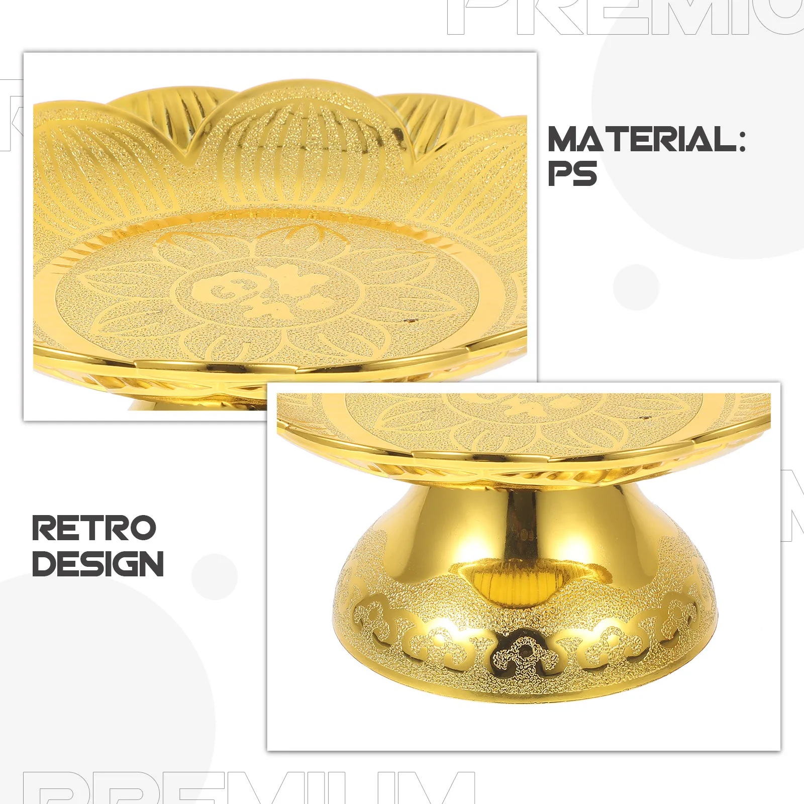 Lotus Offering Plate Footed Temple Fruit Tray for Buddhist Worship Home Decor Tribute Dish Snack Dessert Serving Dish Elegant - view 2