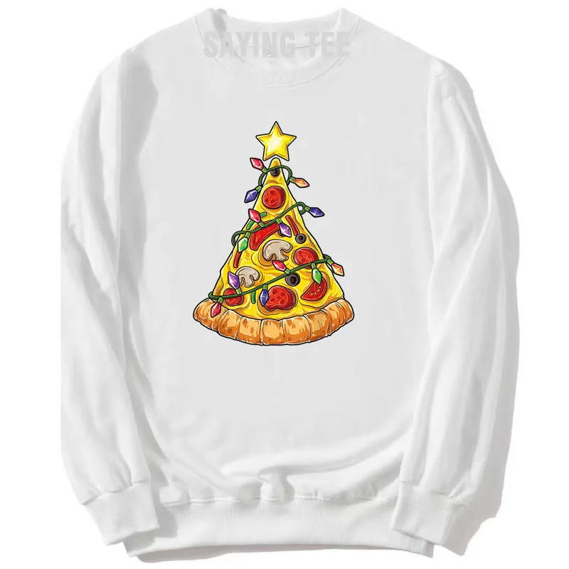 Pizza Weihnachts baum Lichter Weihnachten Jungen Männer Krusten Peperoni Baumwolle Pullower Pullover Familie Pyjama Langarm T-Shirts Sweatshirt – Detail 11