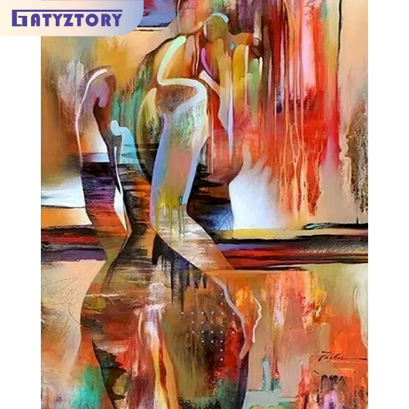 GATYZTORY Oil Picture By Numbers Kits Diy Gift Colorful Abstract Woman Figure Paint Frame On Canvas Acrylic Drawing Wall Decor C