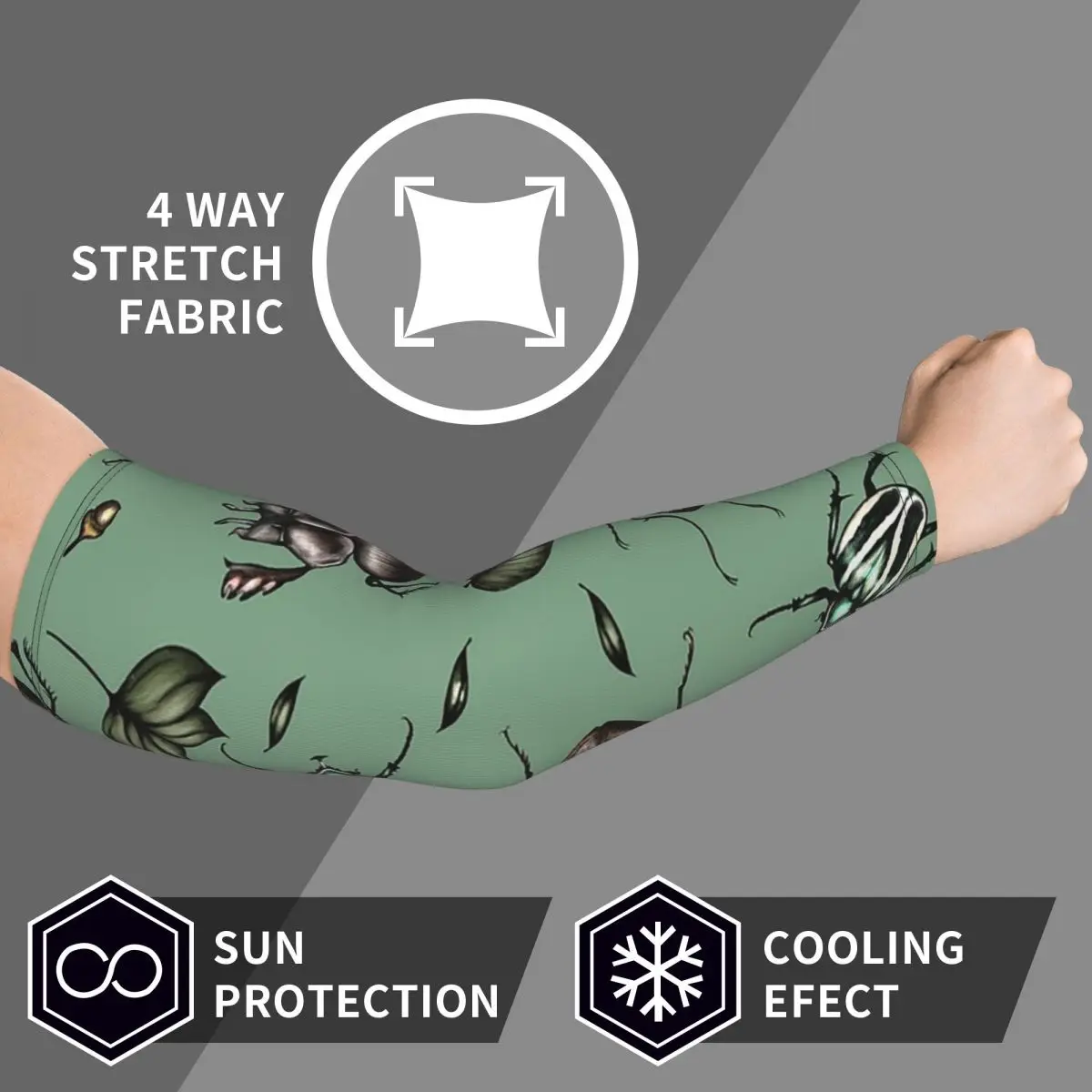نمط خنفساء ملون - مجموعة الحشرات بأكمام أذرع تبريد للرجال والنساء للحماية من أشعة الشمس فوق البنفسجية وتغطية الوشم الرياضية وركوب الدراجات #4