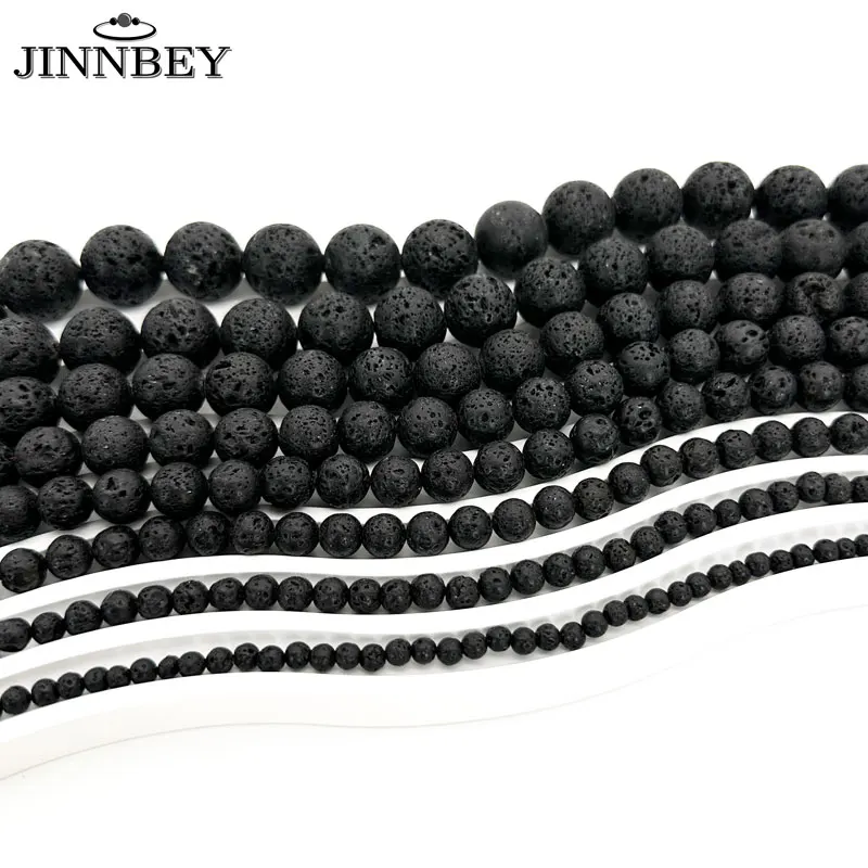 5A Black Volcanic Rock Round Beads, DIY Jewelry Accessories, Handmade Bracelet Necklace Multiple Sizes Loose Beads Wholesale