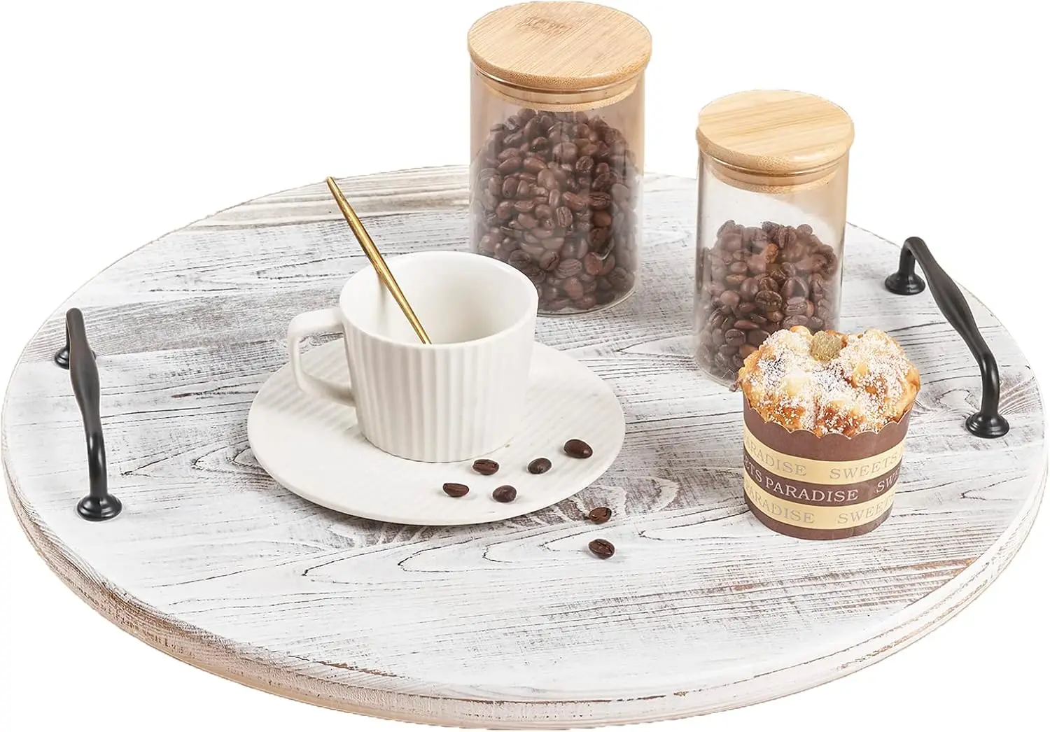 

Wooden Lazy Susan for Table Turntable Organizer 18 Inch Large Lazy Susan Whitewashed Wood Serving Tray for Pantry Cabin