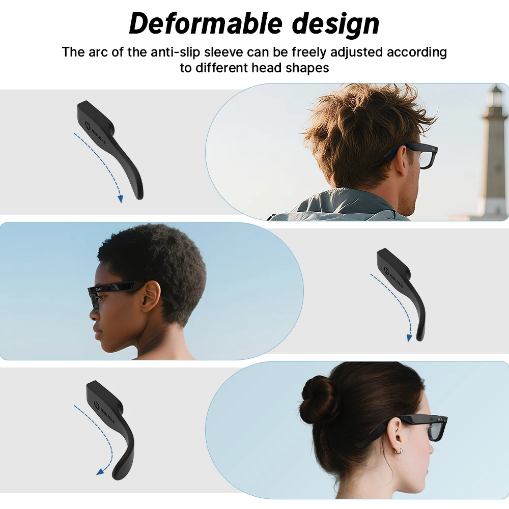 Hibloks For RayBan Meta Wayfarer Skyler Headliner AI Intelligent Glasses Anti Slip Sleeve Legs Silicone Ear Hook Fixation Holder - Image 2