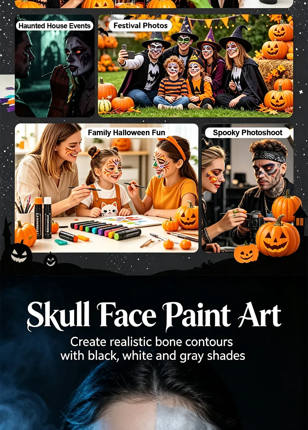 12 Farben Gesichts- und Körperfarbstifte Wasserfeste Matte Schwarze Weiße Mischbare Stifte Langanhaltende Make-up Halloween Kosmetik – Detail 6