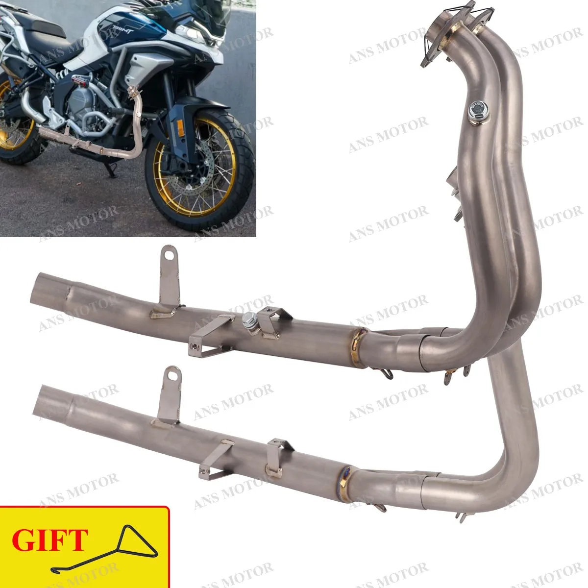 

Titanium Escape For CFMOTO 700MT Motorcycle Exhaust Front Link Pipe Connect Original Muffler