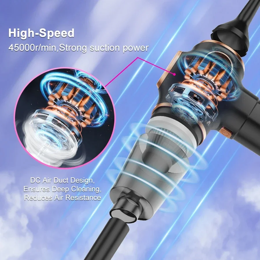 45000r/min 5 in1 車の掃除機ポータブルロボットクリーナードライウェット両用自動車車載家電