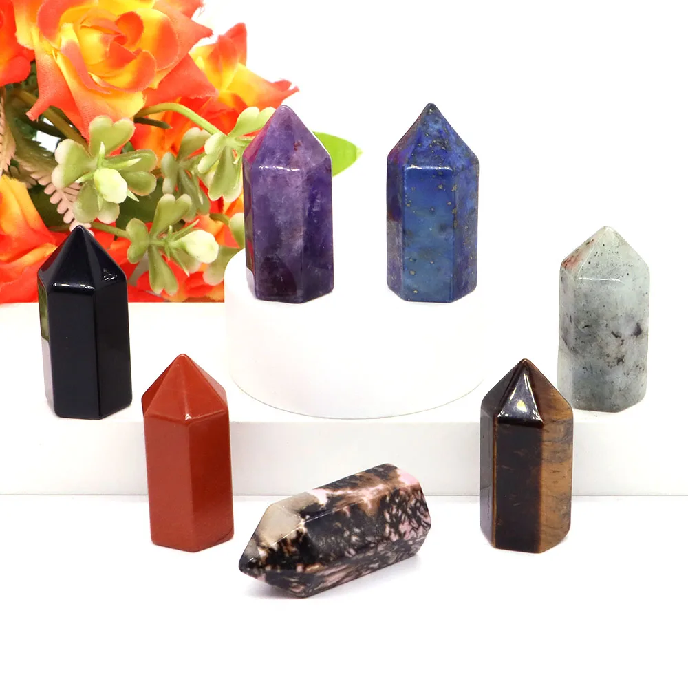 

35x15mm Natural Stones and Crystal Point Wand Reiki Healing Stone Tower Energy Ore Mineral Polished Crafts Home Decoration