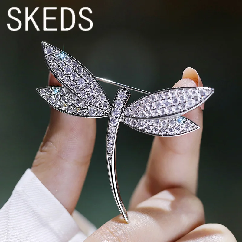 SKEDS Shining Elegant Women Boutique Crystal Dragonfly Badges Pin Creative Unisex Exquistie Insect Series Brooch Jewelry