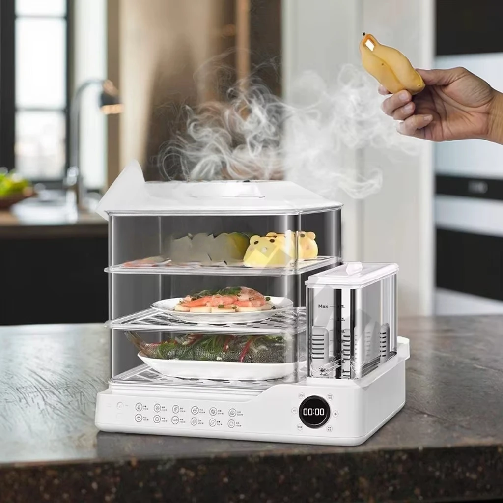 Electric steamer, multi-layer reservation, regular household large-capacity steamer