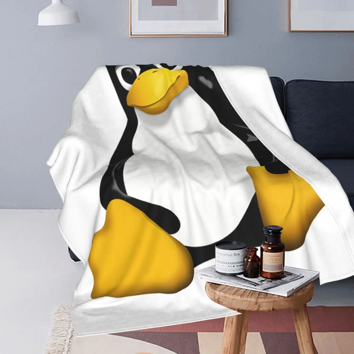 Linux Logo Blanket Soft Warm Flannel Throw Blanket Bedspread for Bed Travel Home Sofa