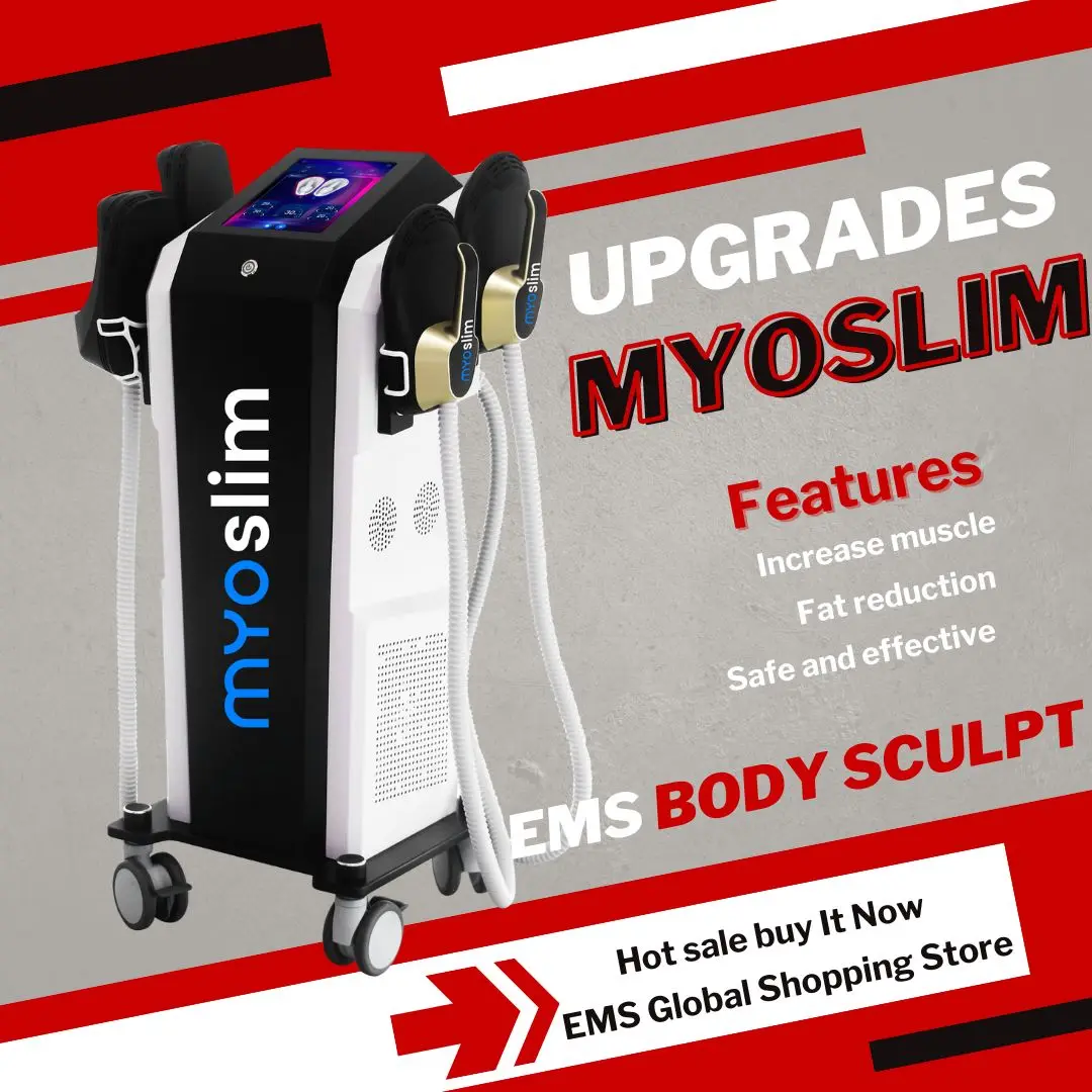 Stimulateur musculaire professionnel MYOslim 8500W, machine de remodelage corporel HiEMT EMS à 4 poignées pour usage en salon