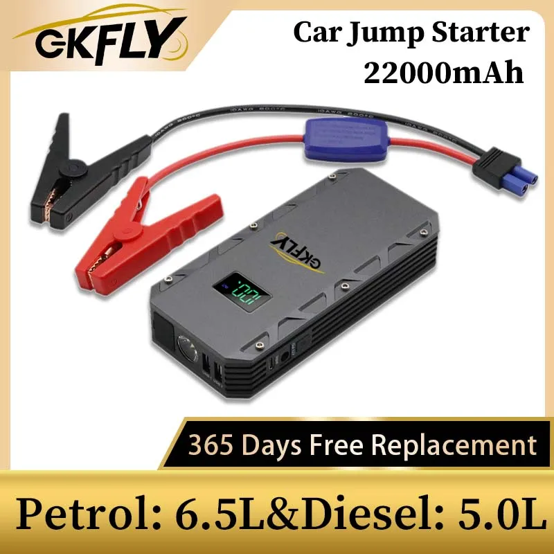 GKFLY 22000mAh Car Jump Starter Power Bank 1500A 18000mAh Car Battery Charger Auto Emergency Booster Starting Device Jump Start