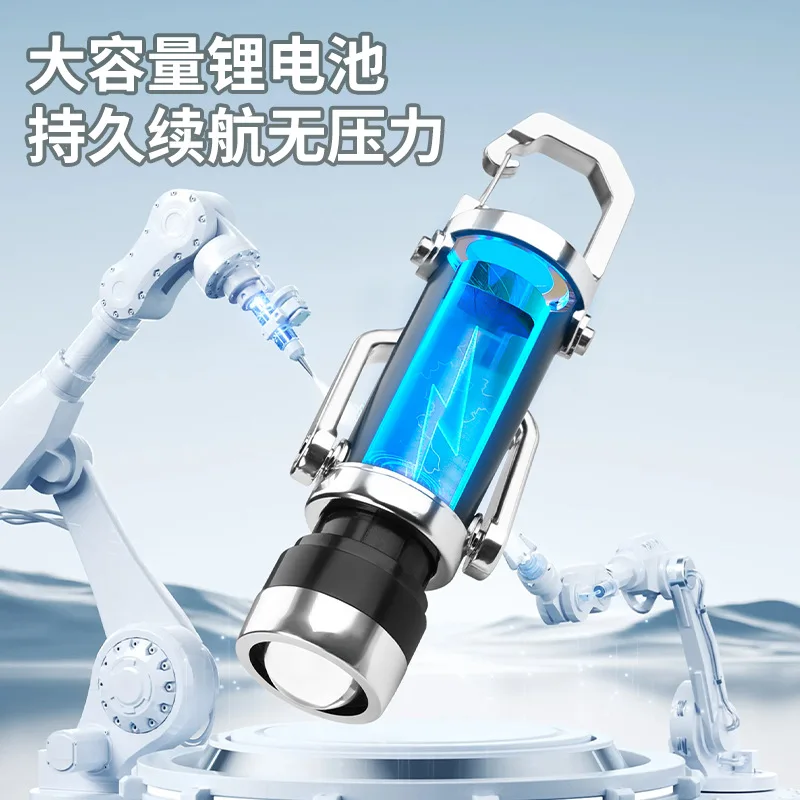Portable LED Key Ring Torch Light Mini Pocket Flashlight with Carabiner and Clip Waterproof for Outdoor Camping Repair Emergency