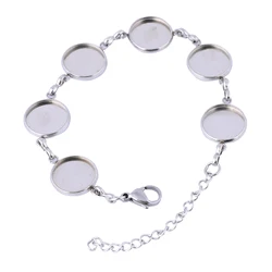 5pcs Fit 8mm 10mm 12mm Cabochon Bracelet Base Setting Blanks Stainless Chain Bracelets Bezel Findings For Jewelry Making