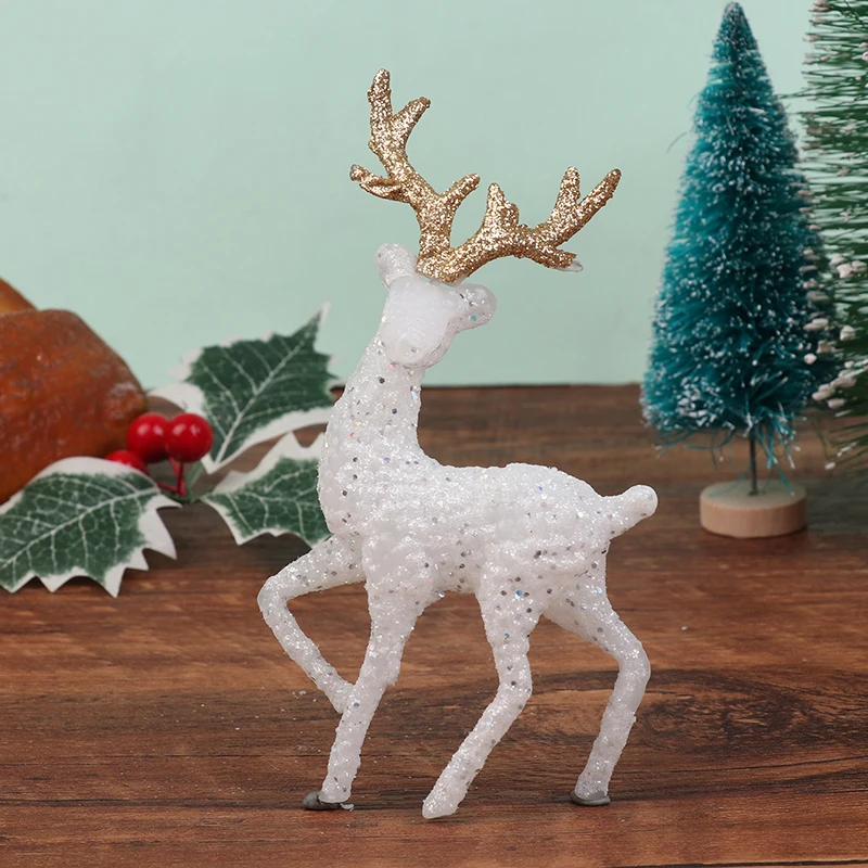 1Pc Christmas Deer Fairy Ornaments Cartoon Animal Statue Shop Display Window Cabinet Ornaments Tale Garden Props Kids Gift