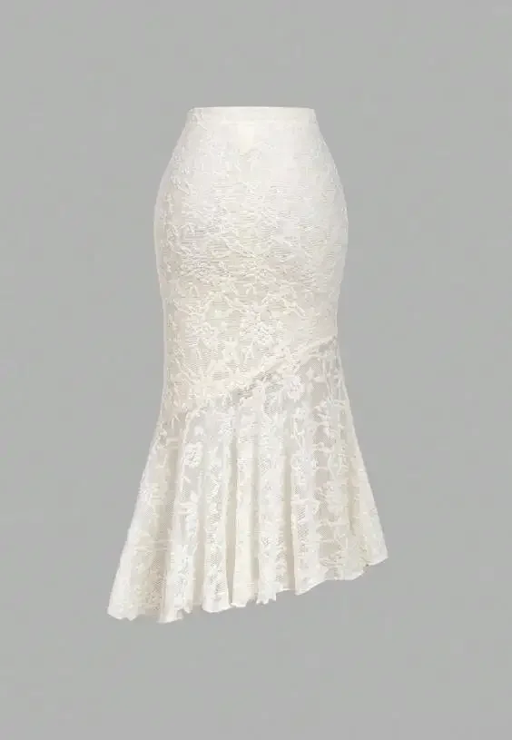 Women's Fashion High Waist Lace Skirt Temperament Commuting Female Daily Clothing 2026 New Style Women Sexy Mermaid Skirts