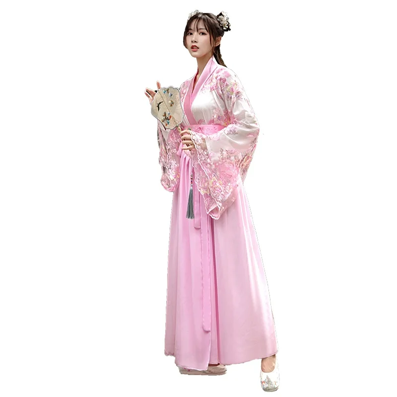 Ele Hanfu Ancient Costume Women's Performance Outfit Cherry Blossom Design Collar Waist Length Traditional Chinese Faion