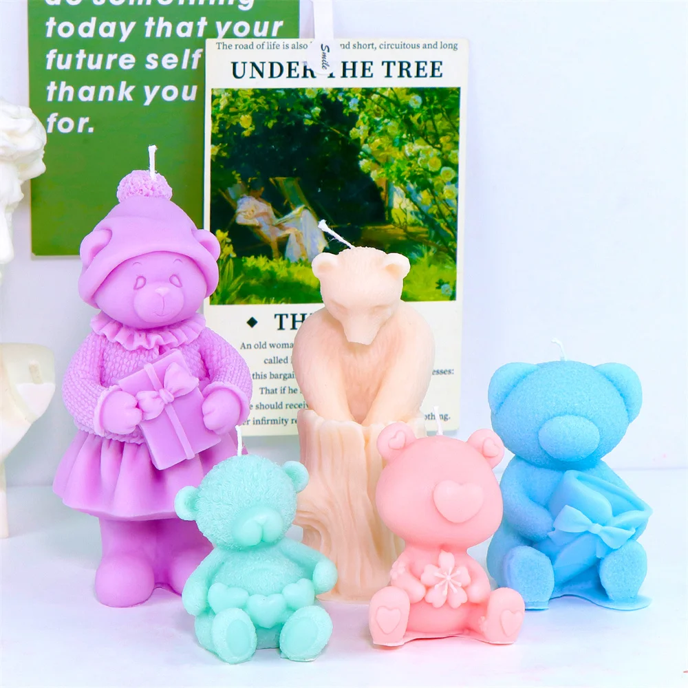 

Силиконовые формы для медведей, 3D формы для свечей с плюшевым мишкой, формы для животных из эпоксидной смолы для DIY, форма для мыла, подарки на день Святого Валентина, день рождения, свадьбу, декор