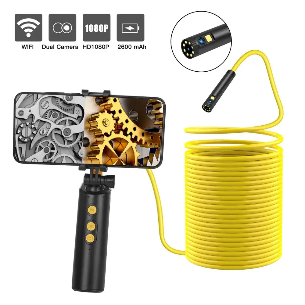 8mm 2MP 1080P   Dual Lens WIFI Endoscope Water-proof IP66 CMOS Borescope Inspection Digital Microscope Camera Otoscope
