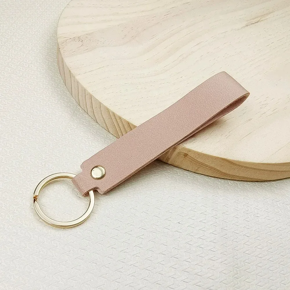 Personalized Engraving Name & Date PU Leather Keychain