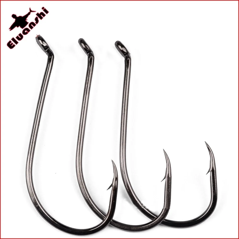 10/20/50 Box Long Shank Fishing Hook 10#-70# Fish Hooks High Carbon Steel Sharp Barbed Offset Narrow Bait Hook Fishhook