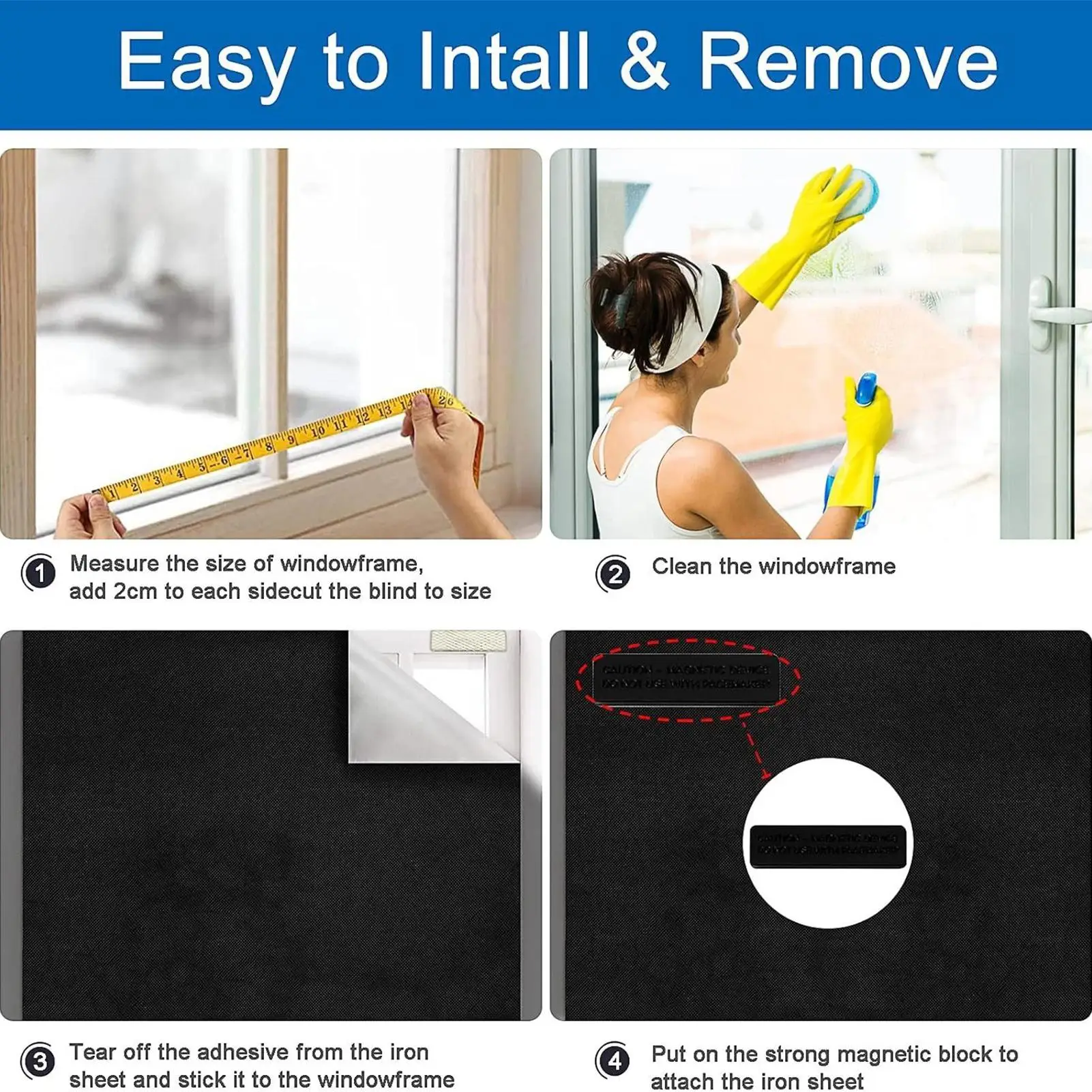 Blackout Window Cover Portable Magnetic Window Cover Home Accessories For Car Rental Travel Vehicle Offices Trailer Door Patio