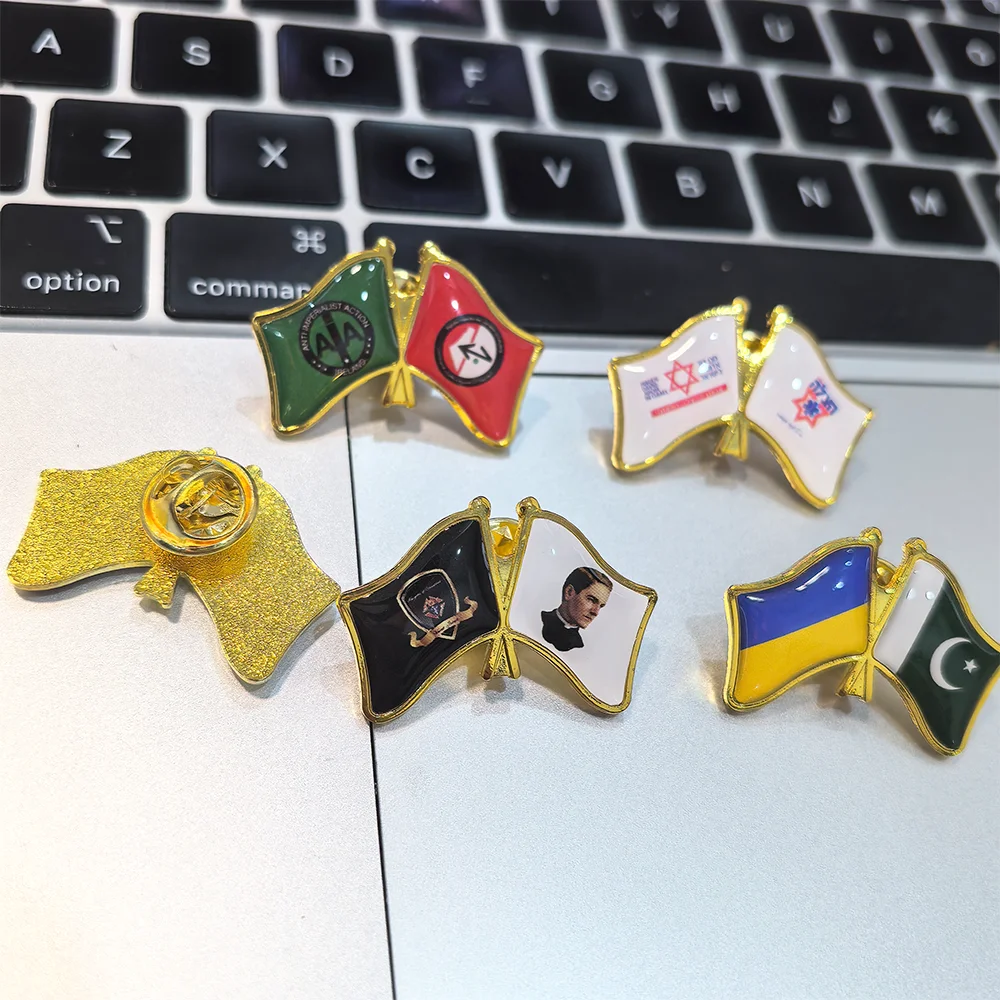 BC Custom Flag Company Logo Friendship Badge epoxy dome Personalized Metal National Flag Friendship Pin for  Event Souvenirs