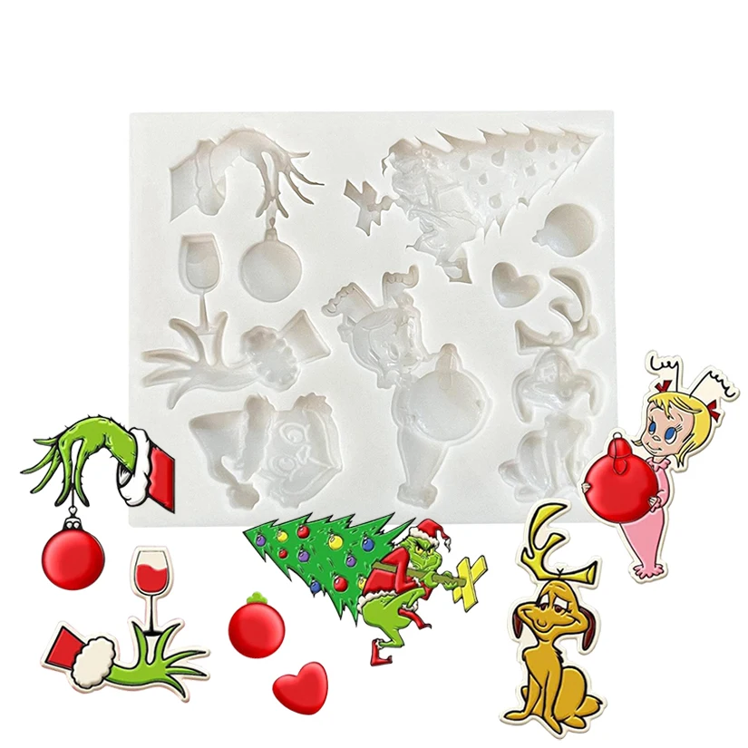 Christmas Tree Box Candy Cane Silicone Sugarcraft Mold Fondant Cake Decorating Tools Cupcake Chocolate Baking Mold